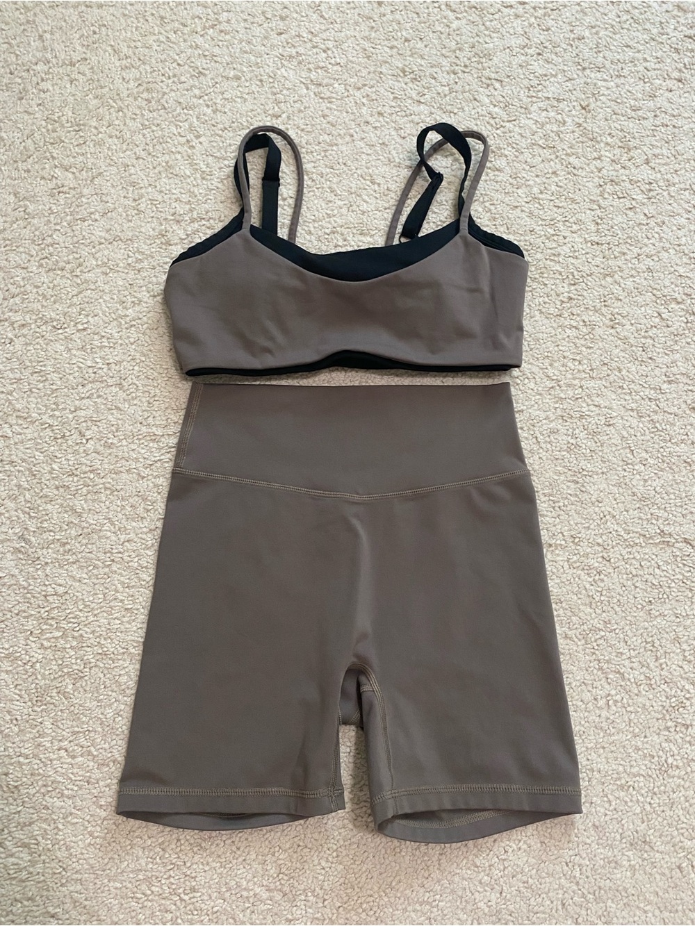 FORM Workout Set of Layered Bra & Core Shorts EUC - Walnut